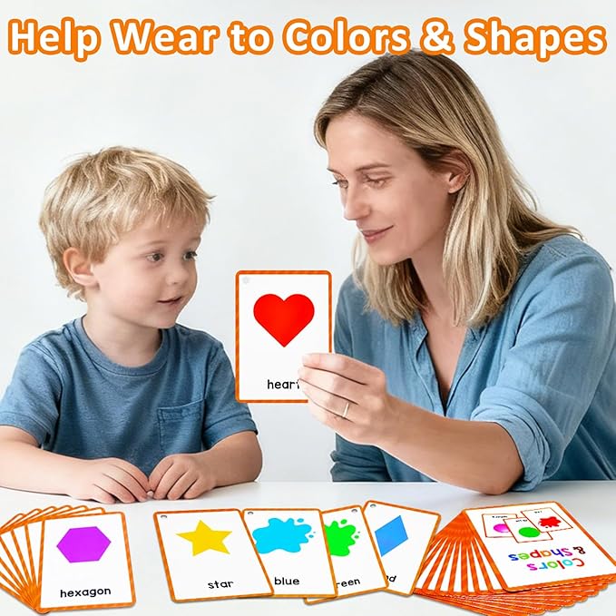 Learning Flashcards Colors & Shapes, 38 Shape Educational Cards, Social Learning Card for Kids