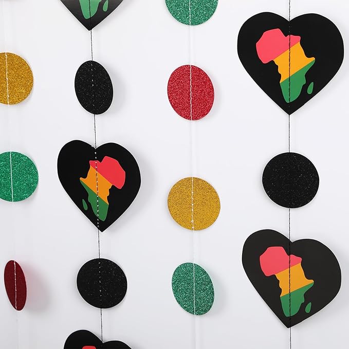 MARFOREVER Black History Month Decorations Hanging Swirls, 5 Pcs 41 Ft African American Festival Ornaments Hanging Garland Streamers for Juneteenth Kwanzaa Black History Month Party Classroom Supplies