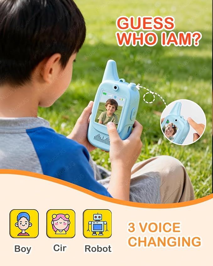 Walkie Talkie for Kids with Video: 2 Pack (Blue+Pink),Long Range Walkie Talkies with Screen&HD Camera&4 Voice Effects,Gift Toys for Boys&Girls Ages 3-12 for Outdoor Play,Camping,Travel,Hiking