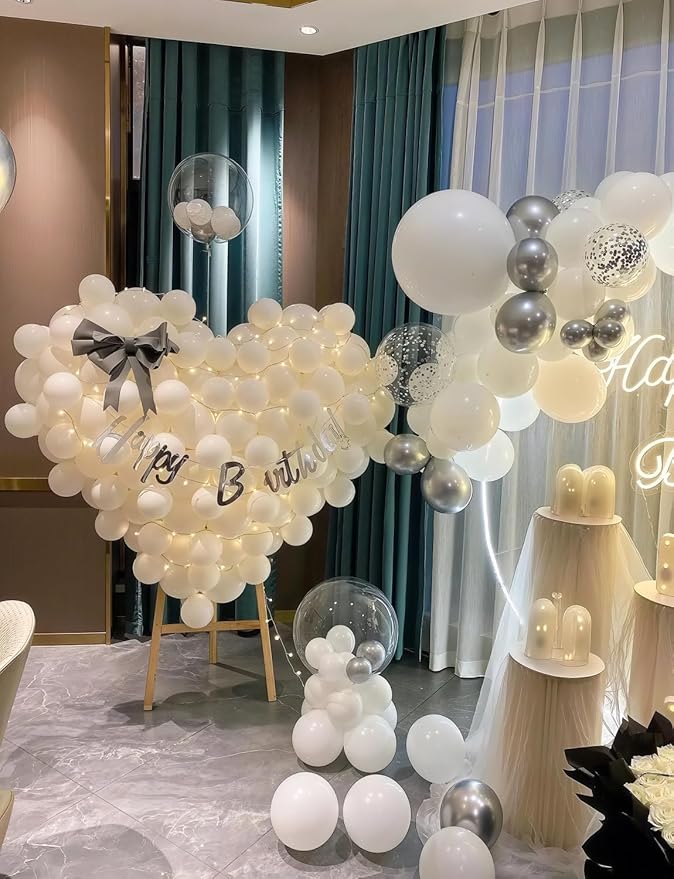White Balloons Latex Party Balloons - 12 Inch White Balloon Round Party Balloon for Birthday Wedding Baby Shower Anniversary Bachelorette Party Decorations, Photo Backdrop Supplies