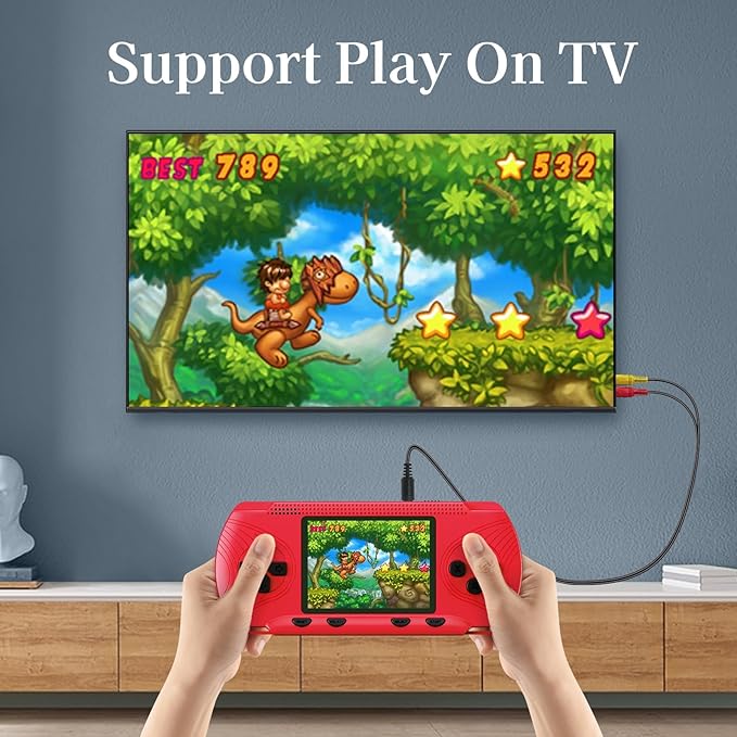Handheld Games for Kids - Kids Video Game Player Preloaded 258 Retro Video Games, Portable Gaming Player with 3 Cartridges & 3" HD Screen Travel Electronic Toy Birthday Xmas Gift for Boys Kids 4-12