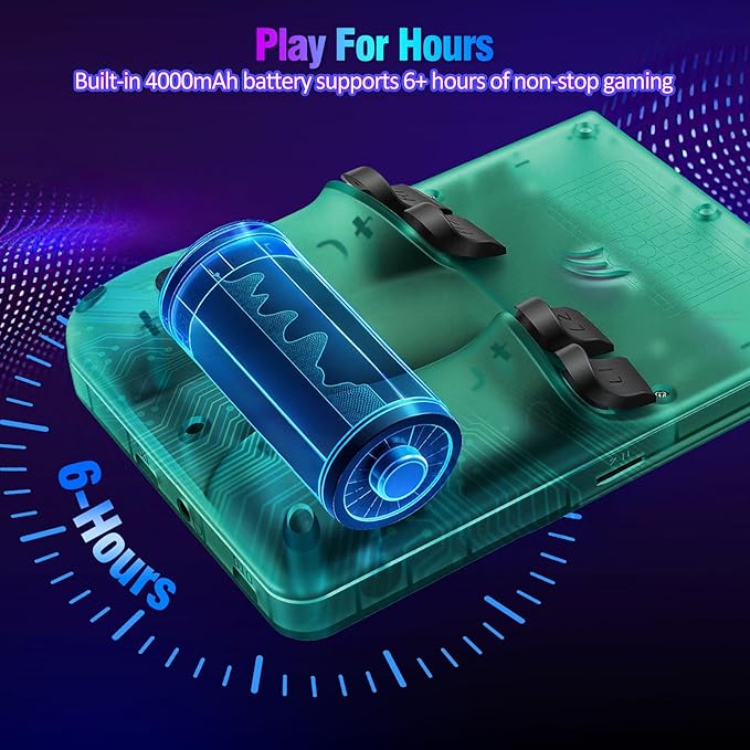R36MAX 2 Retro Handheld Game Console, 4.5" IPS HD Screen 1024*768 Retro Gaming Console with Detachable Joystick, 20,000+ Classic Games, 30+ Emulators, Pocket Hand Held Video Games (Transparent Green)