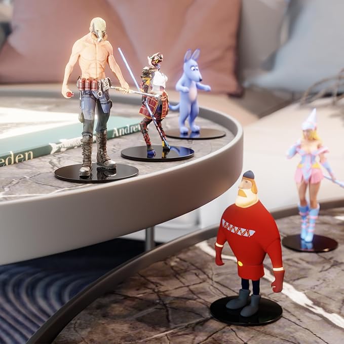 Cosmos 12 Pcs Round Action Figure Stand Base Acrylic Figure Display Stands Miniature Bases Mini Doll Model Display Holder Accessories for Figures, Dolls, Small Collectibles (Solid Black, 50mm)