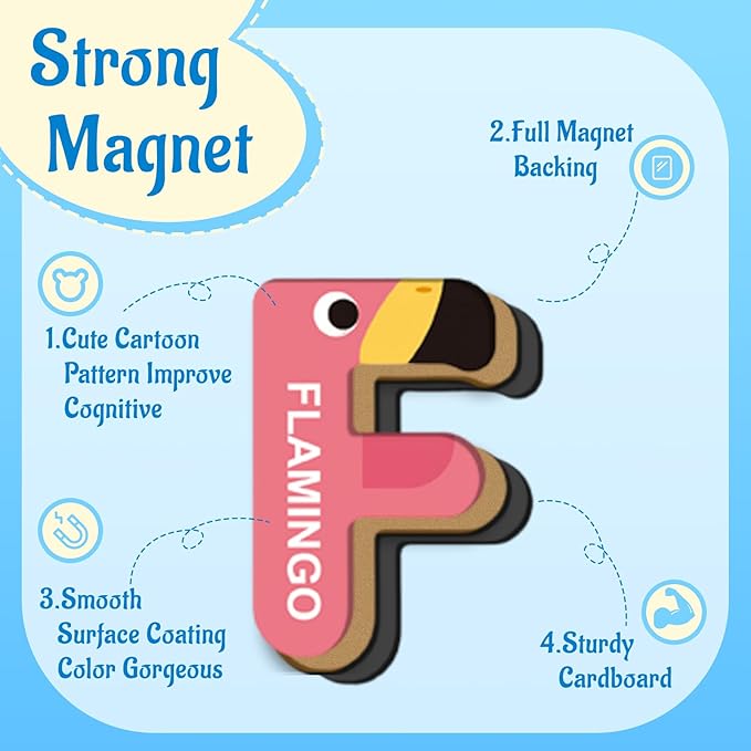 Magnetic Letters for Toddlers 1-3, 26PCS Cute Animal Alphabet Magnets Letters Learning Toys for Toddlers 1-3 Uppercase ABC Magnets for Refrigerator Best Gifts for Birthday Easter Basket Stuffers