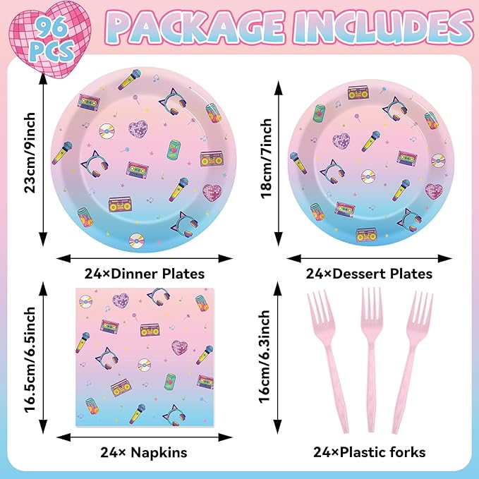 96pcs Demon Movie Paper Plates and Napkins Animations Theme Birthday Party Supplies Anime Demon Cartoon Disposable Dinnerware Tableware Set for Boy Girl Birthday Baby Shower Party Decoration Serve 24