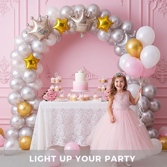 LovesTown 110PCS Silver Balloons, Silver Latex Balloon for Birthday Baby Shower Graduation Engagement Anniversary Wedding Party Supplies Garland Arch Decoration,12 Inches
