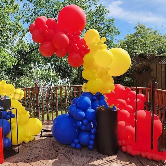 Blue Red Yellow Balloons Royal Blue Yellow Red Balloons for Puppy Party Decorations 60PCS 12INCH Helium Latex Balloon for Arch Carnival Circus Birthday Supplies