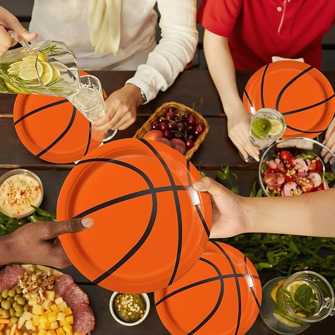 150 PCS Basketball Plates and Napkins Supplies - Dinner & Dessert Plates, Napkins for Basketball Birthday Party Decorations, Serves 50