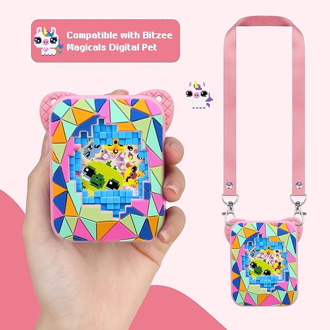 BOVKE Silicone Cover Case for Bitzee Magicals Interactive Toy with 20 Characters Inside, Bitzee Magicals Digital Pet Protective Skin Sleeve for Bitzee Virtual Electronic Pets Kids Toys, Pink