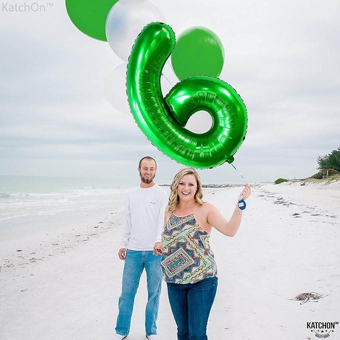 KatchOn, Giant Dark Green Number 6 Balloon - 40 Inch | 6th Birthday Balloons for 6th Birthday Decorations | 6 balloons for Birthday | Six Balloon Number | 6 Year Old balloon for 6 Year Decorations