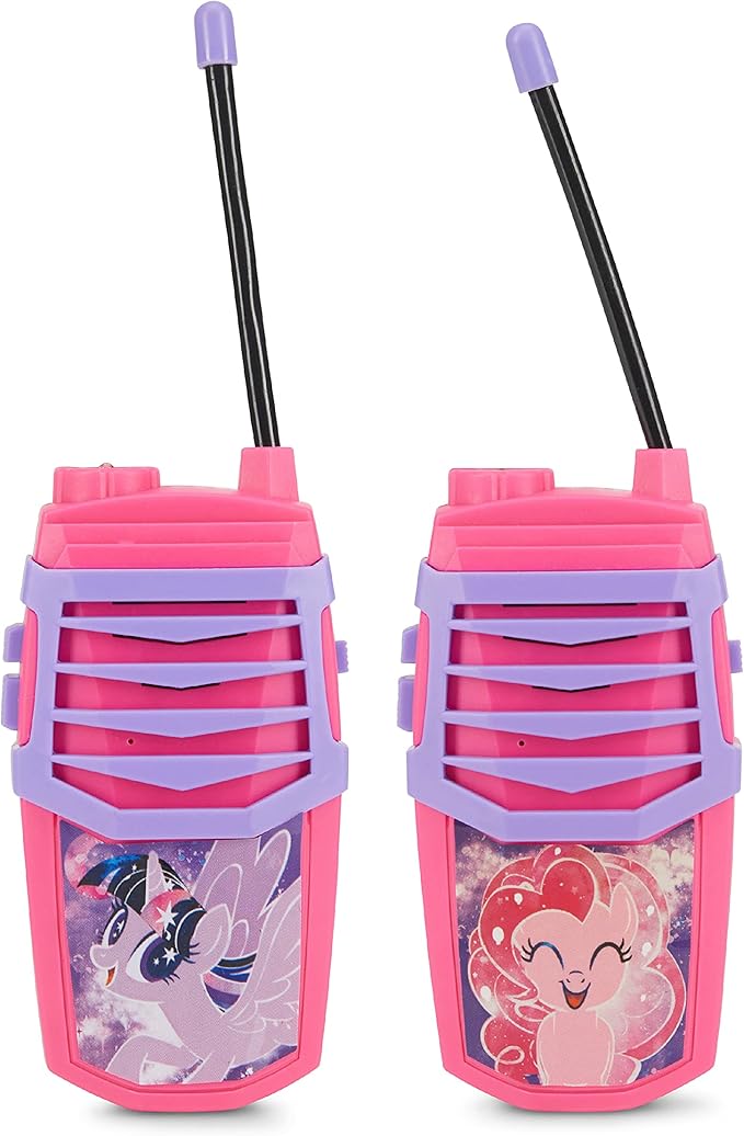 Sakar My Little Pony Molded Walkie Talkie for Kids, Safe and Flexible Antenna, Over 1000ft Range, Easy-to-Use Power Switch, Belt Clip, Pack of 2, Camping Accessories, 2-Pack, Outdoor Toys