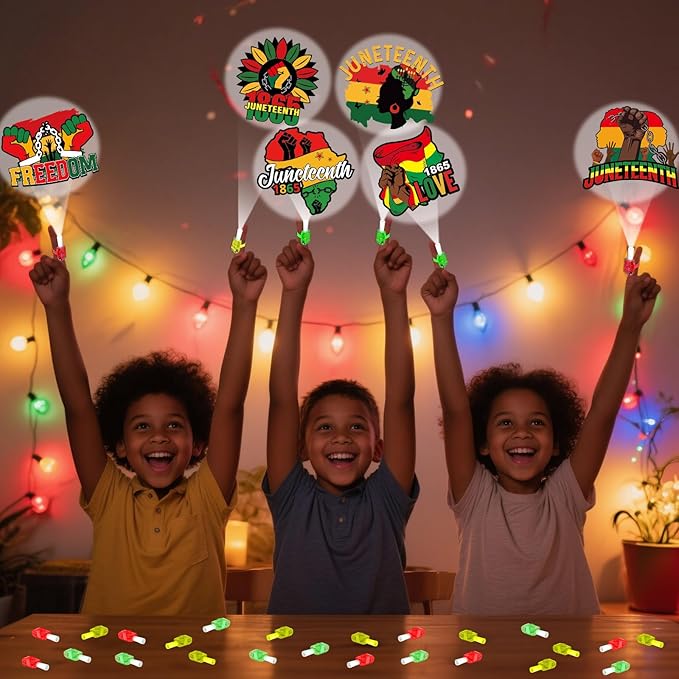 36Pcs Juneteenth LED Finger Lights Juneteenth Party Favor Glow in the Dark Light Up Finger Light Freedom Day Themed Toys Bulk for Kids Birthday Party Goodie Bag Stuffer Birthday Gifts Classroom Prize
