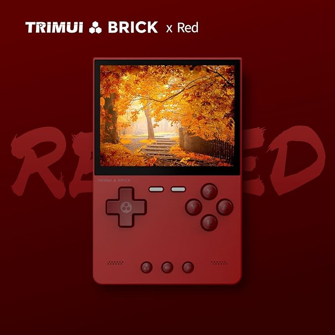 Trimui Brick Handheld Game Console 3.2-Inches Display Game Console,1024x768 IPS Screen Supports Multiple Simulators,Linux System Built-in 64G TF Card Red