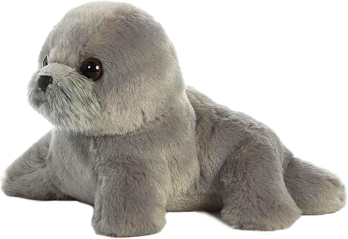 Aurora® Adorable Mini Flopsie™ Harpo Seal Stuffed Animal - Mini Companions Ready for Playful Adventures - for Kids All Ages, Toddlers, Adults, and Families - Gray 7 Inches