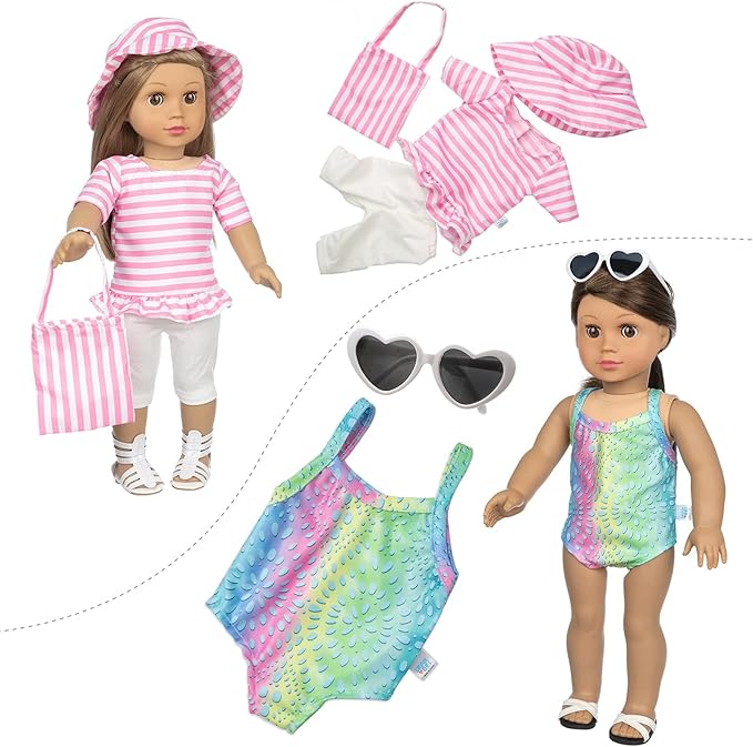 23 Pcs 18 Inch Girl Doll Clothes and Accessories for 18 Inch Doll Dress with Our Generation Dolls Including 10 Complete Sets of Clothing Outfits