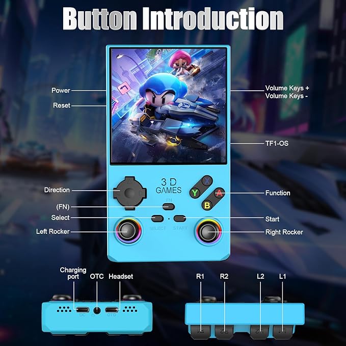 2026 V40MAX Upgraded Retro Handheld Game Console, Built in 40,000+Classic Games, 40+Simulators, Linux System, 4.0-inch 4K HD IPS Screen Video Player, 256GB, Portable Pocket Arcade Console (Sky Blue)