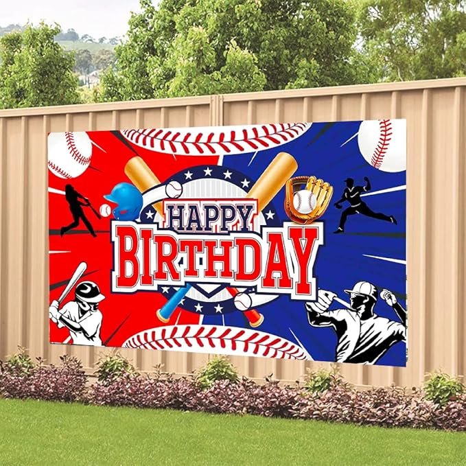 Baseball Birthday Party Decoration Baseball Happy Birthday Backdrop Baseball Photo Background Banner Poster for Baseball Party Decorations Party Supplies 70.8 x 47.2 Inch