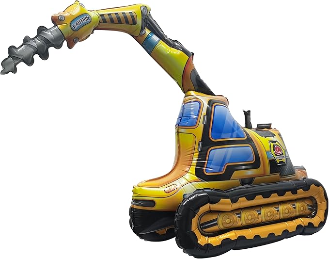 Self Standing 4D Construction Balloon Large Excavator Armed Forces Digger Engineering Vehicle Balloon For Boys Construction Birthday Theme Party Decoration Supplies
