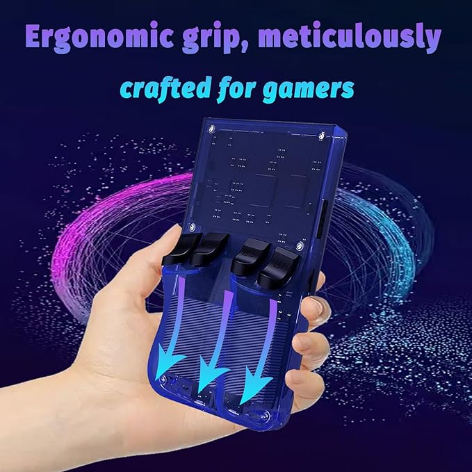R36max Retro Handheld Game Console,64gb Memory,4000mah Battery, 18000 Pre-Installed Games ,4.0-Inch IPS Hd Screen Portable Retro Gaming Console,Suitable for Travel and Home Use (Blue) (Blue, 64, GB)