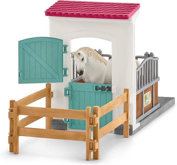 schleich HORSE CLUB — Horse Stall Extension Play Set for Children, 21 Piece Horse Stable Play Set with Horse Toys for Girls and Boys Ages 5+