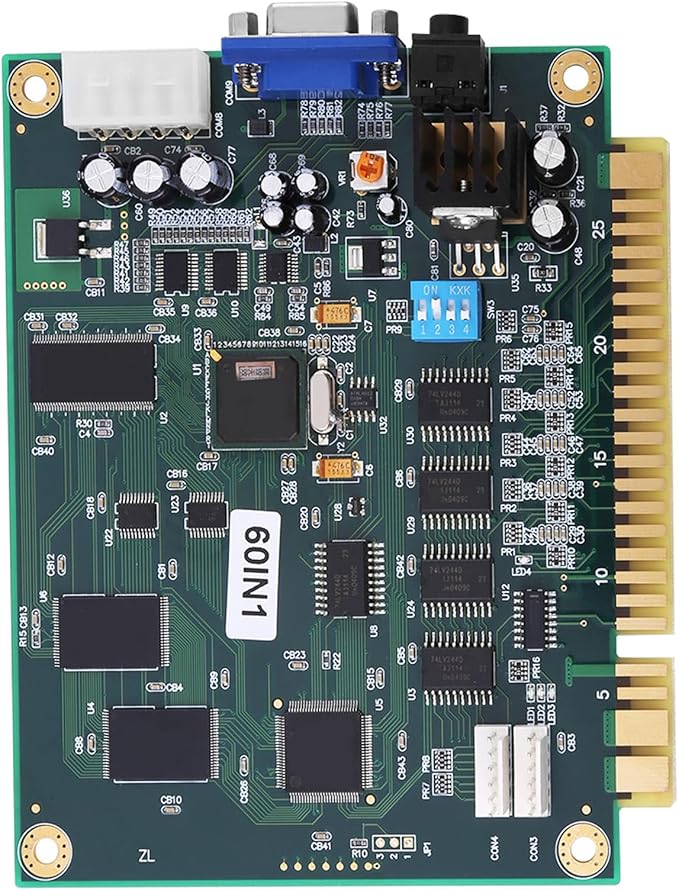 Jeanoko Jamma 60 In1 Multicade Board Cga Vga Output for Game Machine 19×18×2 Classical Video Game 60 in 1 Electronic