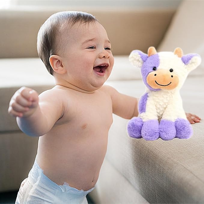 9" Cow Stuffed Animals Plush Doll Kids Boys Girls Animal (9” Purple Cow)