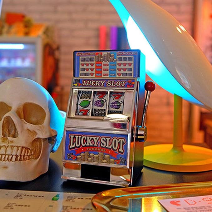 Mini Slot Machine, Nostalgia Retro Arcade Slot Machine Coin Bank Portable Handheld Game Machine Toys, Rechargeable Machine Arcade for Adult