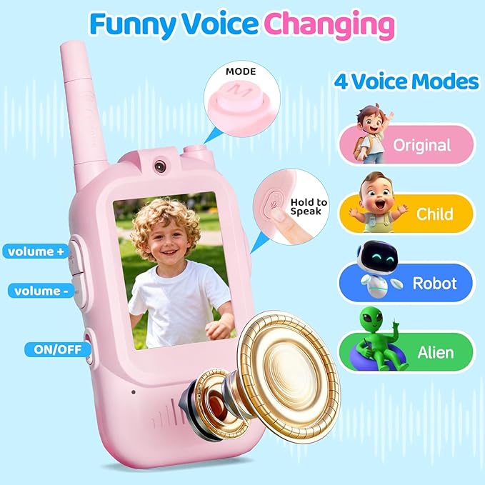 Video Walkie Talkies for Kids Toys, for Grandkids, 2 Pack HD Kids Walkie Talkies Long Range Toddler Camera Games, Parent-Child Interaction Girl Outdoor Toys