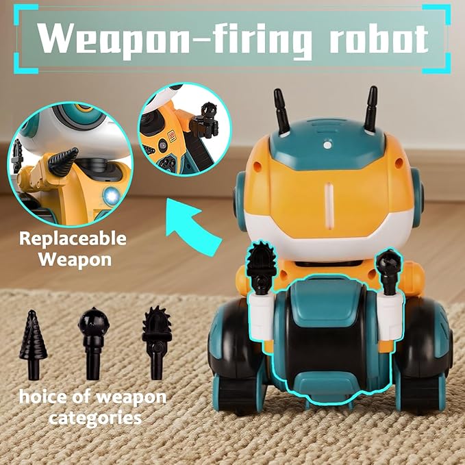 Robot Toys, Rechargeable Remote Control Robot, with Intelligent Programming Function, Gesture Sensing, Auto-Demo,Music and Dance,Children's Birthday Gift(Yellow)