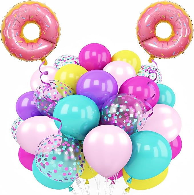 Pink Blue Purple Balloon 64Pcs 12 Inch，Multicolour Balloons for Cartoon Themed Birthday Party Decorations Boys Girls Gatherings Party Supplies
