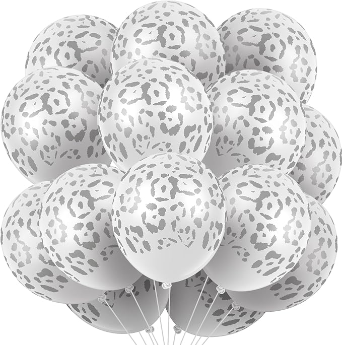 Gejoy 36 Pcs Cheetah Balloons Silver Leopard Print Balloons 12 Inch Spots Latex Leopard Jungle Animal Decorations for Cheetah Zoo Theme Birthday Party Supplies