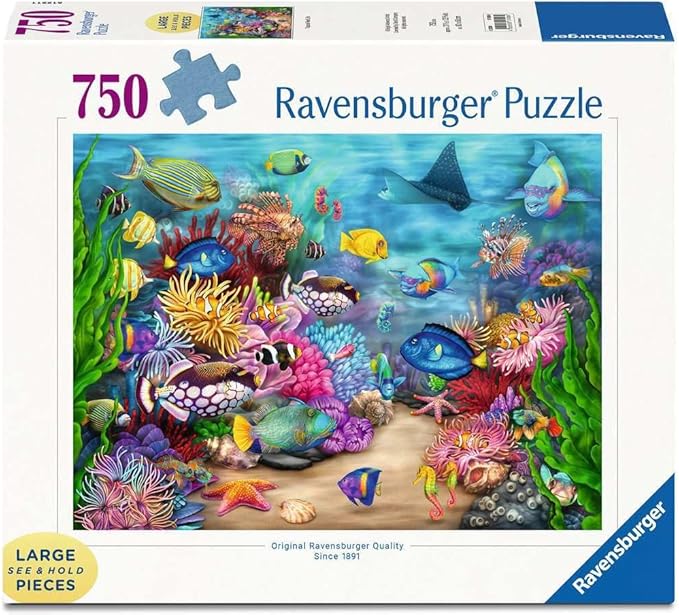 Ravensburger Tropical Reef Life | 750 Piece Large Format Jigsaw Puzzle | Ideal for Adults and Kids | Unique Softclick Technology Durable and Glare-Free | FSC Certified
