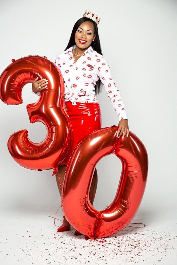 Number Balloon 40 Inch, Large Red Number 13 Balloon Party Decorations for 1 3 31 Birthday Memorial Day, Foil Balloon for Outdoor & Indoor Wedding Supplies