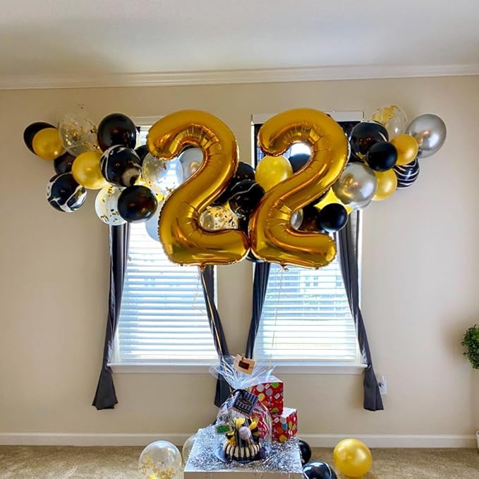 2 Numbers Balloon 40 Inch Gold Two Balloon Number Birthday Decor, 2nd 12 21st Party Celebration Decorations Graduations Wedding Baby Shower