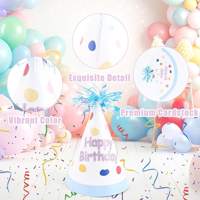 CANREVEL 12 PCS Party Hats for Adults, Party Headwear, Happy Birthday Hats, Birthday Party Decorations for Women Men