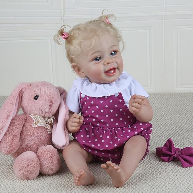 CHAREX Lifelike Reborn Baby Doll Girl – 20 Inch Realistic Handmade Toddler Doll with Blond Hair, Soft Weighted Real Life Body, Real Baby Accessories with Gift Box, Gift for Kids Age 3+