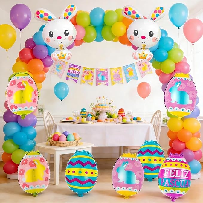 Easter Egg Balloons Easter Balloons Easter Bunny Balloons for Party Decorations Supplies and Holiday Celebration