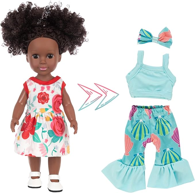 14.5 Inch Black Dolls and Black Baby Doll Clothes Accessories