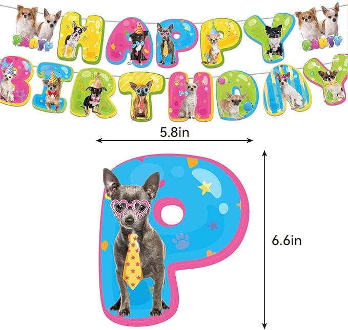 Chihuahua Birthday Party Supplies Chihuahua Dog Party Decorations Includes Chihuahua Dog Happy Birthday Banner Hanging Swirls Cake Topper Cupcake Toppers Balloons