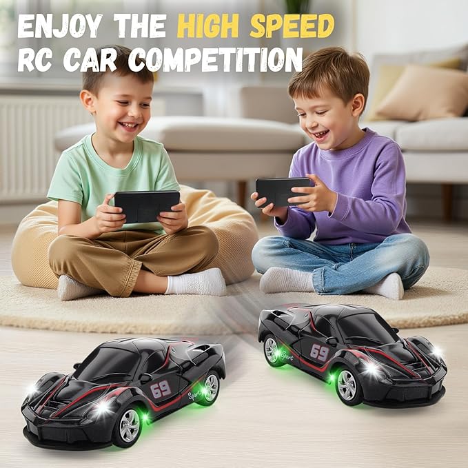 SASBSC 1/64 Mini Rc Car Toys for Boys Age 4-7 8-12, 2.4GHz Small App & Remote Control Cars with 3 Speed Modes for Kids Adults Rechargeable Desktop Toy Race Sports Car Gifts for Birthday (Black)