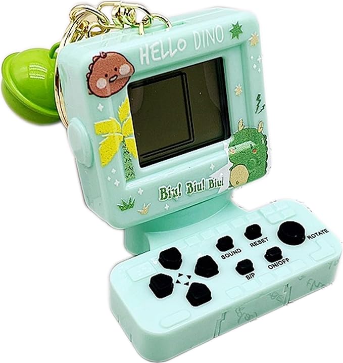 Retro Classic Game Console Pendant Keychain Playable Electronic Miniature Handheld Mini Games Machine with Keychain Ring Gift (Y5)