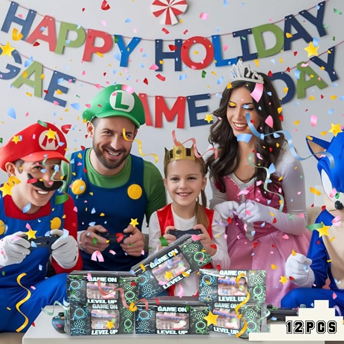 Shescrzionu Video Game Party Favors Boxes 12 PCS-Perfect Gamer Decors Party Favor Boxes with Window, Birthday Decorations Video Game Birthday Decorations Bags Gifts Aa10
