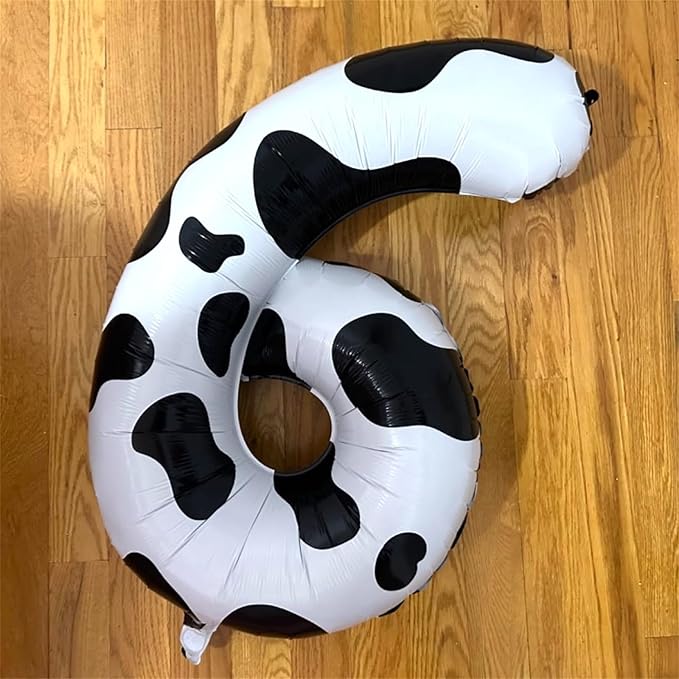 Large Number Balloons 40 Inch, Cow Print Self Inflating 3 Balloons for Boys Girls Cowboy Cowgirl Theme Party Decor Baby Shower 3rd Birthday Party Decoration Farm Animal Theme Party Supplies
