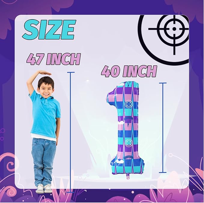 40 Inch Video Game Theme Number 1 Balloons Large Birthday Party Number Balloons Piñata Gaming for Kids Battle Boys Birthday Party Decoration Supplies