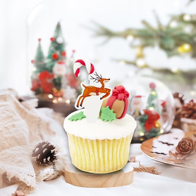 Christmas Cupcake Toppers 24PCS Wrappers Cake Decorations Snowflake Christmas Cake Liner Cake Picks For Birthday Anniversary Wedding Engagement Party Decorations
