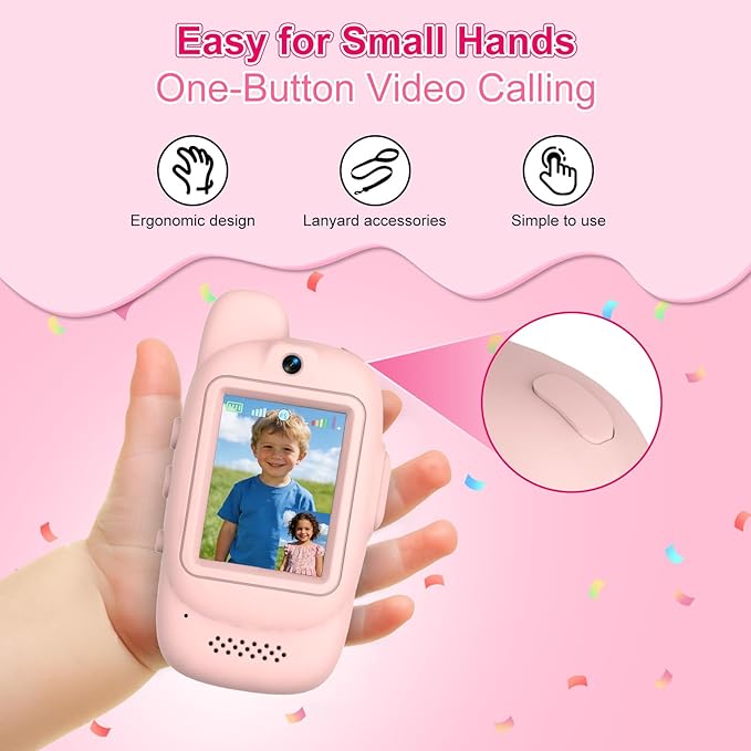 Video Walkie Talkies for Kids, 2 Pack Rechargeable Video Walkie Talkies for Age 3-12 Boys Girls, 1000 Feet Range, 2.0” IPS Screen Display & Voice Changer, for Indoor Outdoor Travel Hiking