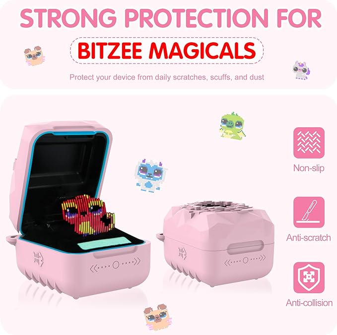 Silicone Case for Bitzee Magicals Interactive Toy, Anti-Scratch, Washable, Shockproof Silicone Protective Cover for Bitzee Magicals Interactive Toy Accessories with Lanyard - Pink