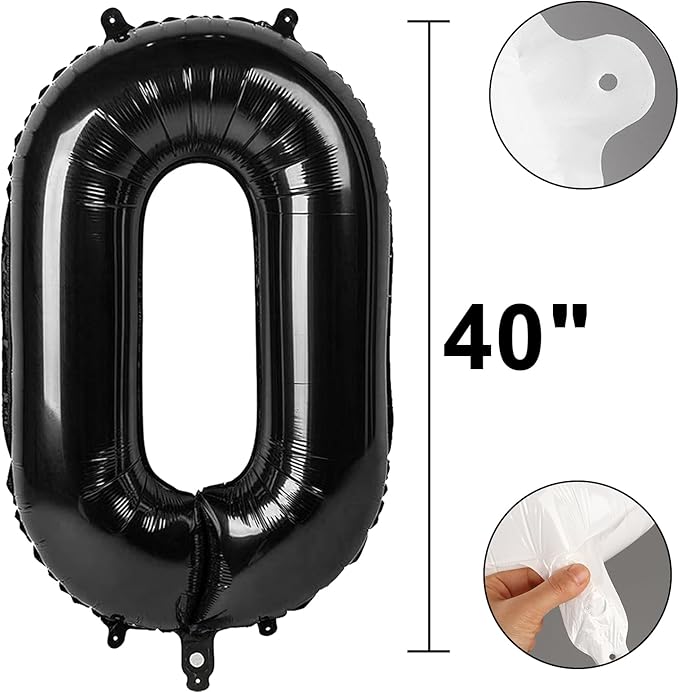 40 Inch Black Large Numbers Balloons 0,Number 0 Digital 0 10 20 30 Helium Balloons,Foil Mylar Big Number Balloons for Birthday Party supplies Decorations