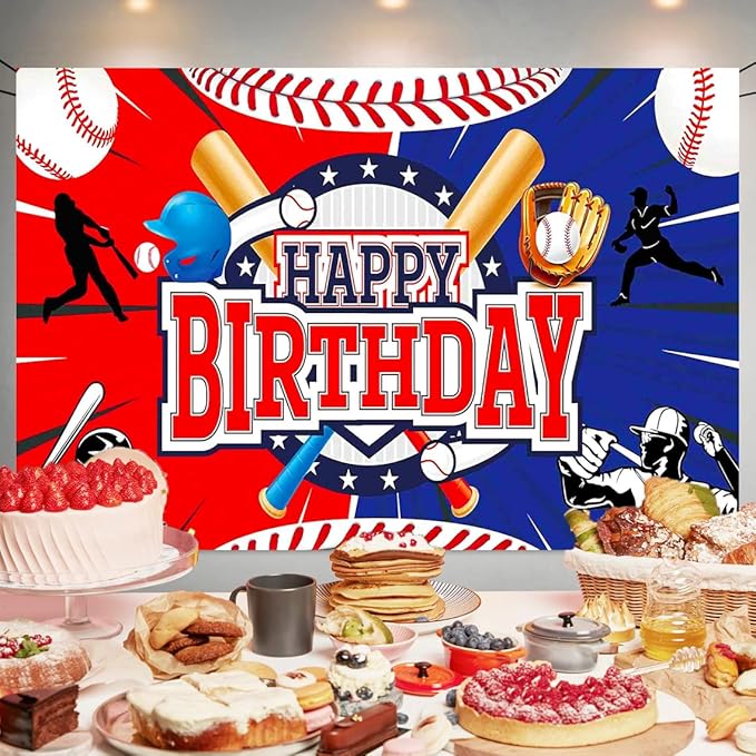 Baseball Birthday Party Decoration Baseball Happy Birthday Backdrop Baseball Photo Background Banner Poster for Baseball Party Decorations Party Supplies 70.8 x 47.2 Inch