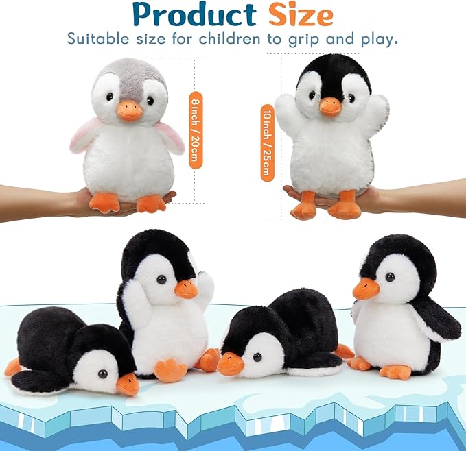 MaoGoLan 6 Pieces Penguin Plush 10 inch Stuffed Penguins in Bulk, Arctic Stuffed Animals Theme Party Favors for Girls Kids Easter Decorations Gift Basket Stuffers